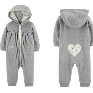 Carter’s Baby Girl Hooded Fleece Jumpsuit SZ 9 Months NWT